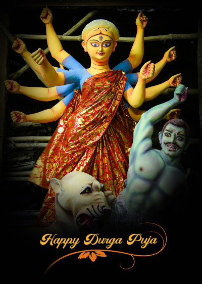 女神杜尔迦的脸在快乐杜尔迦Puja Subh Navratri Maa背景
