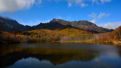 神上池(镜湖)，德岳，长野县，日本阿尔卑斯山