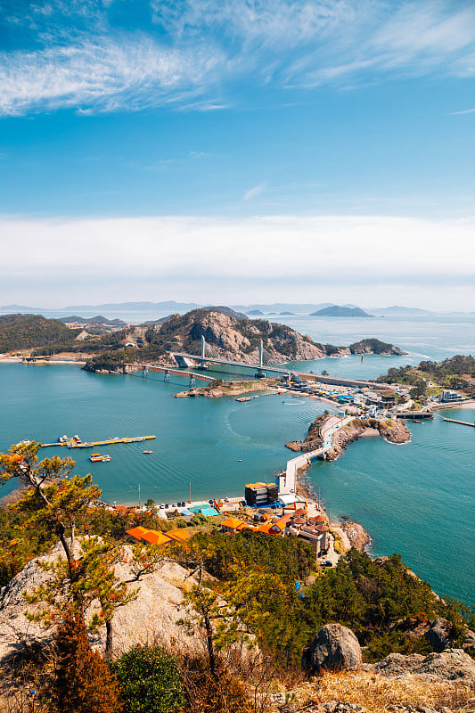 从韩国官山的大jang bong峰俯瞰官山群岛全景