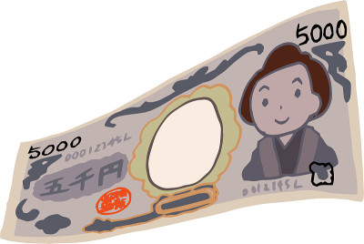 畸形可爱手绘日本5000日元纸币