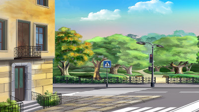 行人过街到城市公园