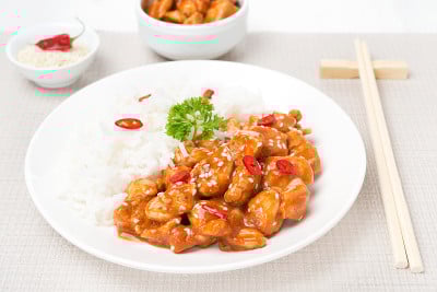 茄汁鸡，芝麻饭