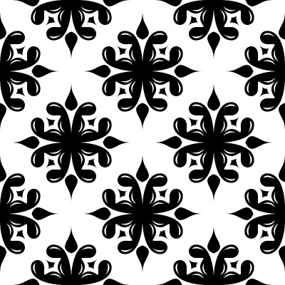 Floral seamless pattern. Black and white backgroun