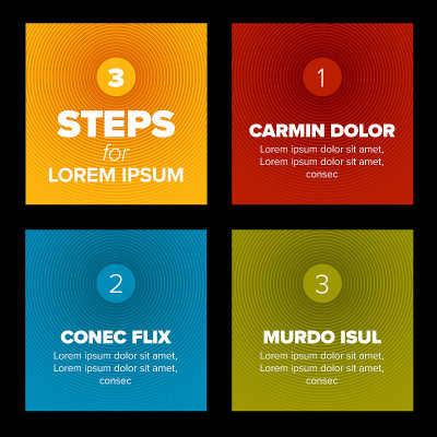 Color square infographic steps template