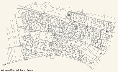 波兰罗兹Widzew-Wschód区街道道路地图