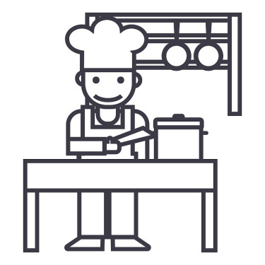 cooker,shef,kitchen, restaurant vector line icon, 