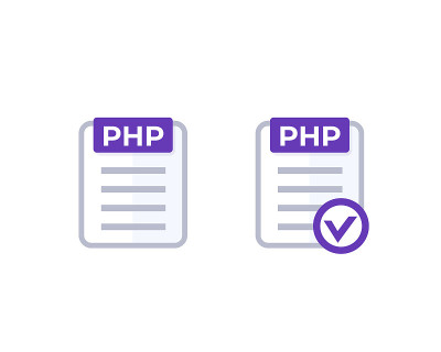 PHP代码，文档带勾选标记矢量图标
