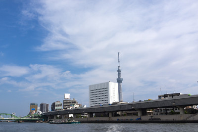 宇屋桥和东京天空树的城市景观。