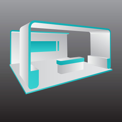 简单的墙展位模型。活动3D渲染展台