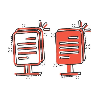 Billboard icon in comic style. Citylight display c