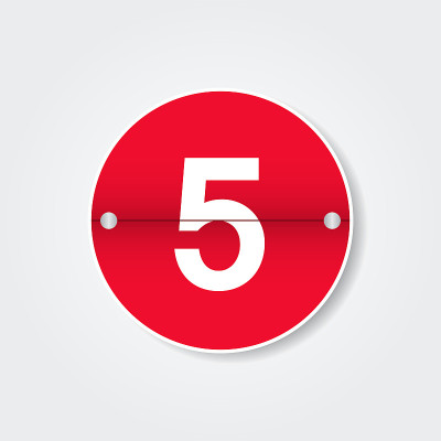 Calendar with 5 day. Holiday number. Vector design