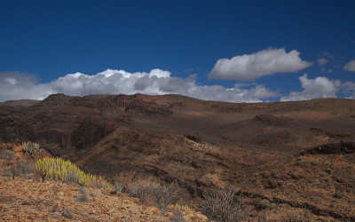大加那利岛，风景沿徒步旅行路线之间的ravives Barranco del Toro和Barran