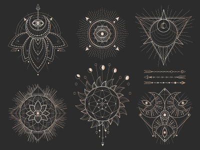 Vector set of Sacred geometric symbols and figures