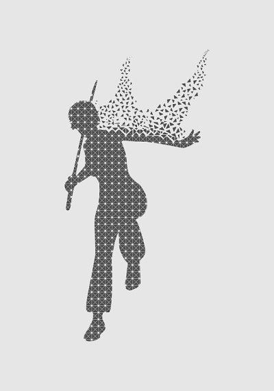 空手道武术剪影的女人与剑