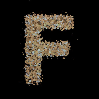 背景上的金色字母F。3 d