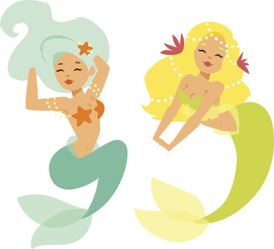 美人鱼美人鱼角色矢量插图