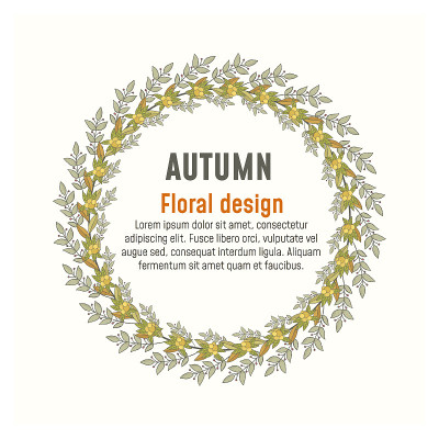 Autumn floral greenery poster, card design