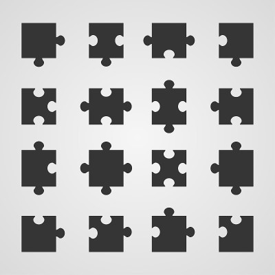 一套拼图部分，矢量插图