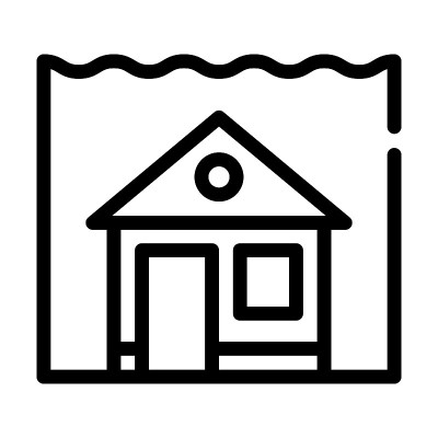 海平面上升线图标矢量插图