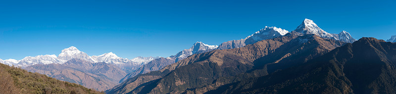 尼泊尔潘山喜马拉雅山全景图