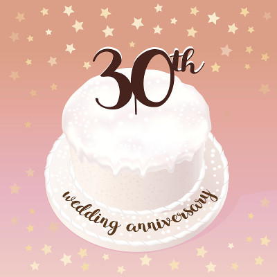 30年婚礼或婚姻矢量图标，插画