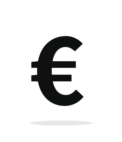 Euro icon on white background.