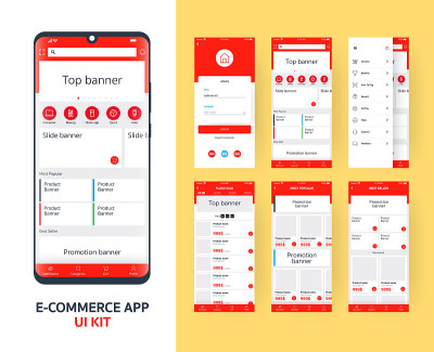 online e-commerce app UI kit for responsive mobile