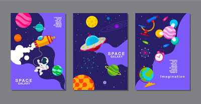 横幅模板集。宇宙。空间。星系空间,设计。矢量图