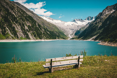 Schlegeis水库在齐勒塔尔，齐勒塔尔阿尔卑斯山，蒂罗尔，奥地利