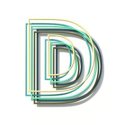 三种颜色线字体字母D 3D