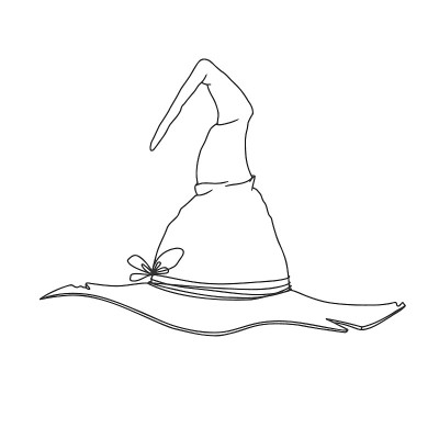 女巫帽子草图。指出万圣节的帽子。矢量插图在素描风格。