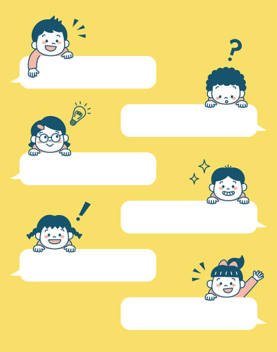 思考的孩子和演讲泡沫