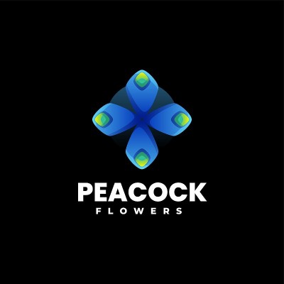 矢量标志插图孔雀梯度彩色风格。