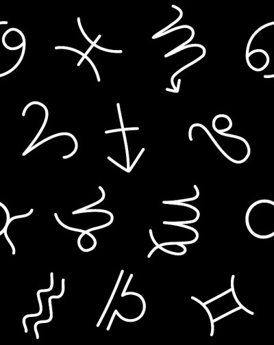 矢量无缝图案的手绘涂鸦素描占星生肖