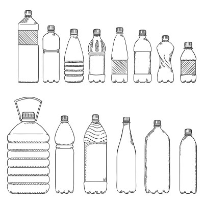 矢量素描塑料瓶集
