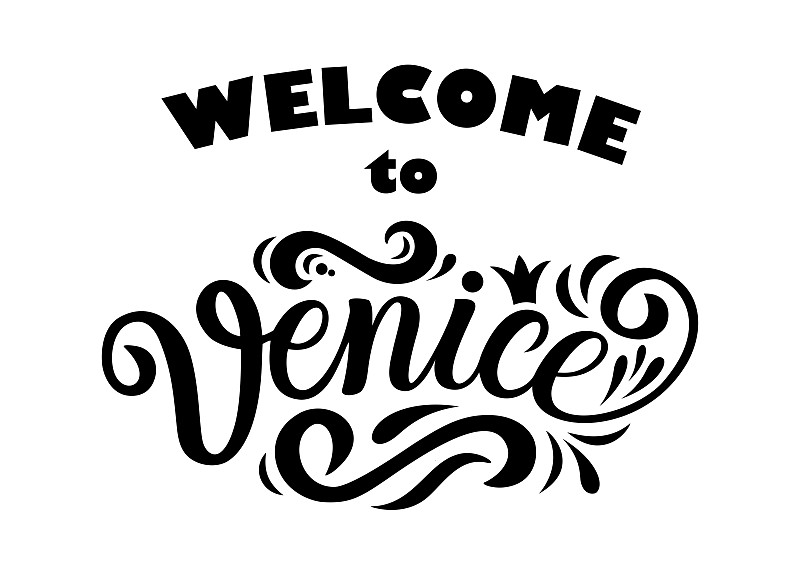 Venice. Italy. Hand drawn lettering.