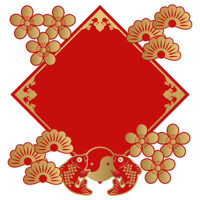 春节的框架设计。中国装饰。远东地区的形象。中式画框。