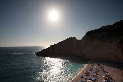 Sunset view from the top of the beach and the sea 