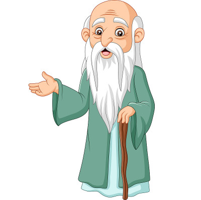白色背景上的卡通哲学家思想家