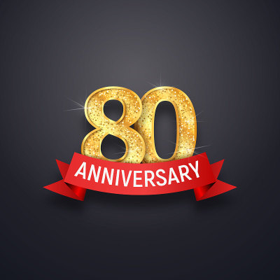 80 years anniversary icon template. Eightieth cele