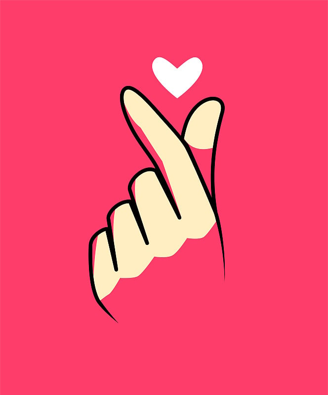 Korean hand's gesture to say I love you