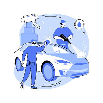 洗车服务抽象概念矢量插图。