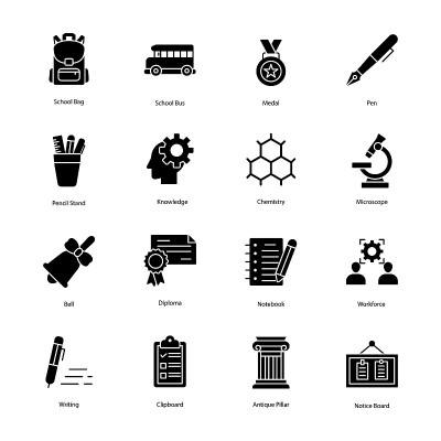 Education Solid Icons Set