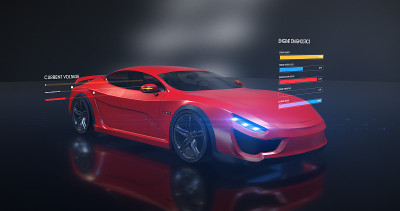 生产平台上的现代未来电动汽车。3D渲染图