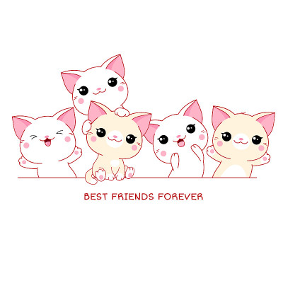 永远最好的朋友。有可爱的猫的水平海报