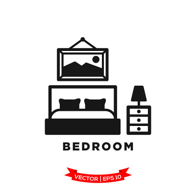 bedroom icon in trendy flat style