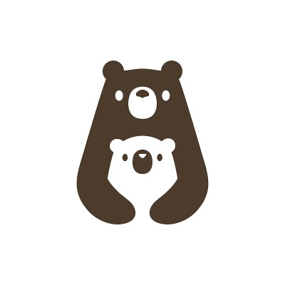 熊妈妈和儿子幼仔矢量图标插图