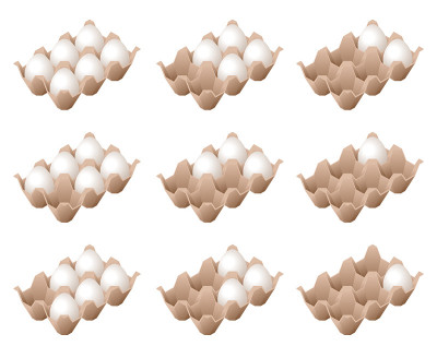 Flat isometric illustration of half a dozen eggs c