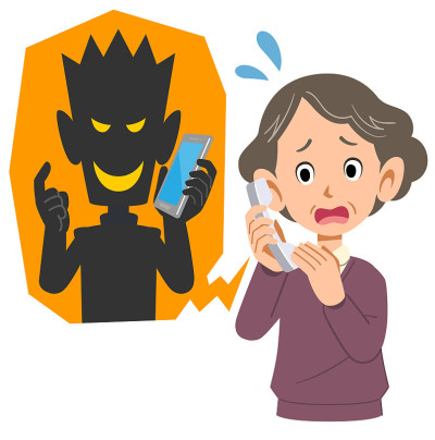 一位高级女士急着接到骚扰电话