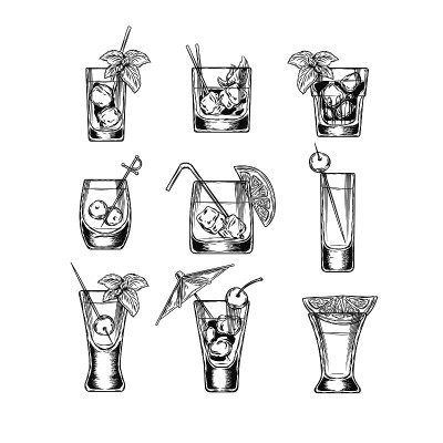 一套矢量插图高脚杯